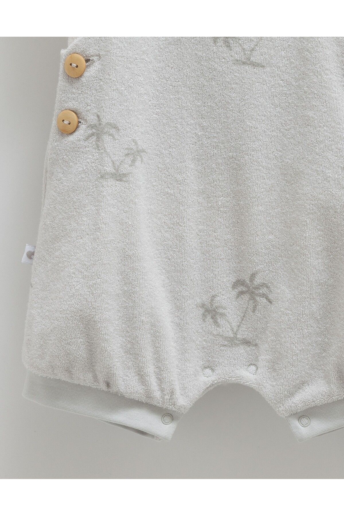 Caramell-Baby Boy Towel Fabric Salopet Soft and Comfortable Design 100% Cotton Palm Pattern Button Detailed 3