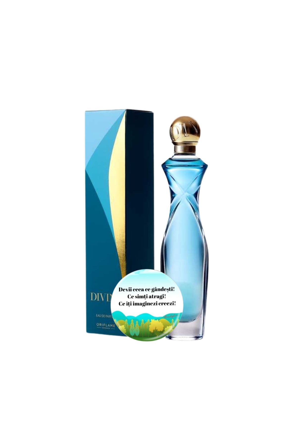 Oriflame-Complete set for Her, Divine women's perfume, accompanied by the Dactylion badge with a motivational message 1