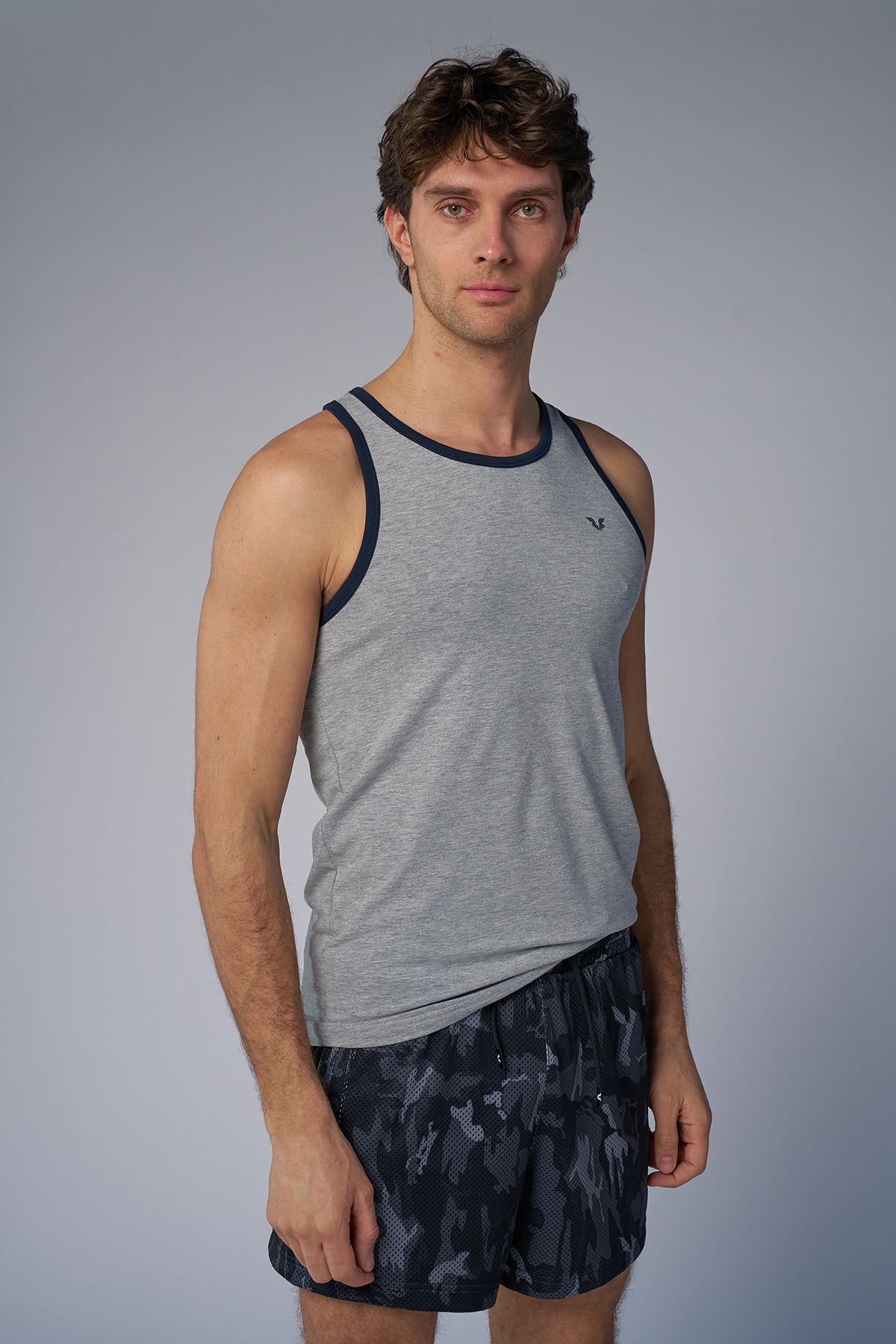 bilcee-Men's Gray Melange Training Undershirt 3944 3