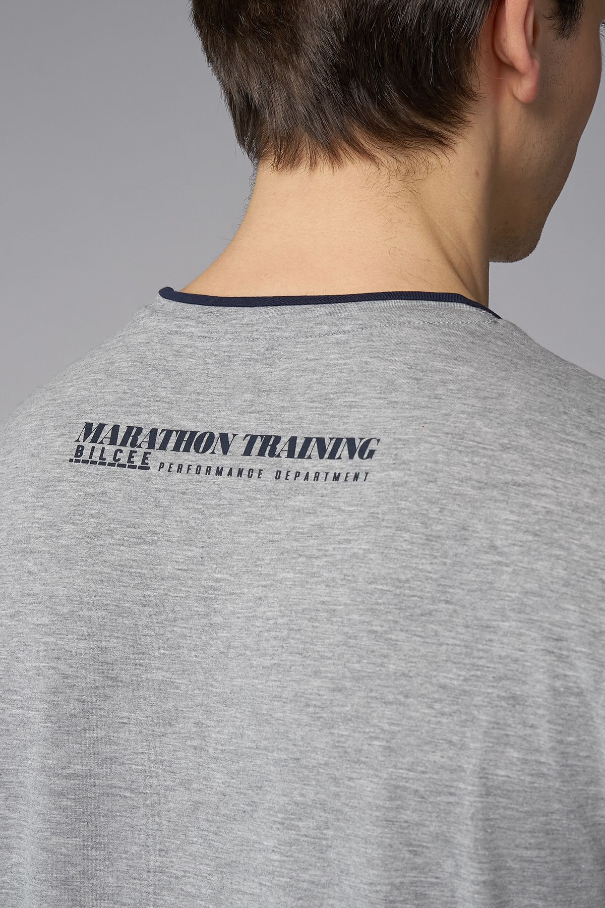 bilcee-Men's Gray Melange Cotton Printed T-Shirt 4084 3