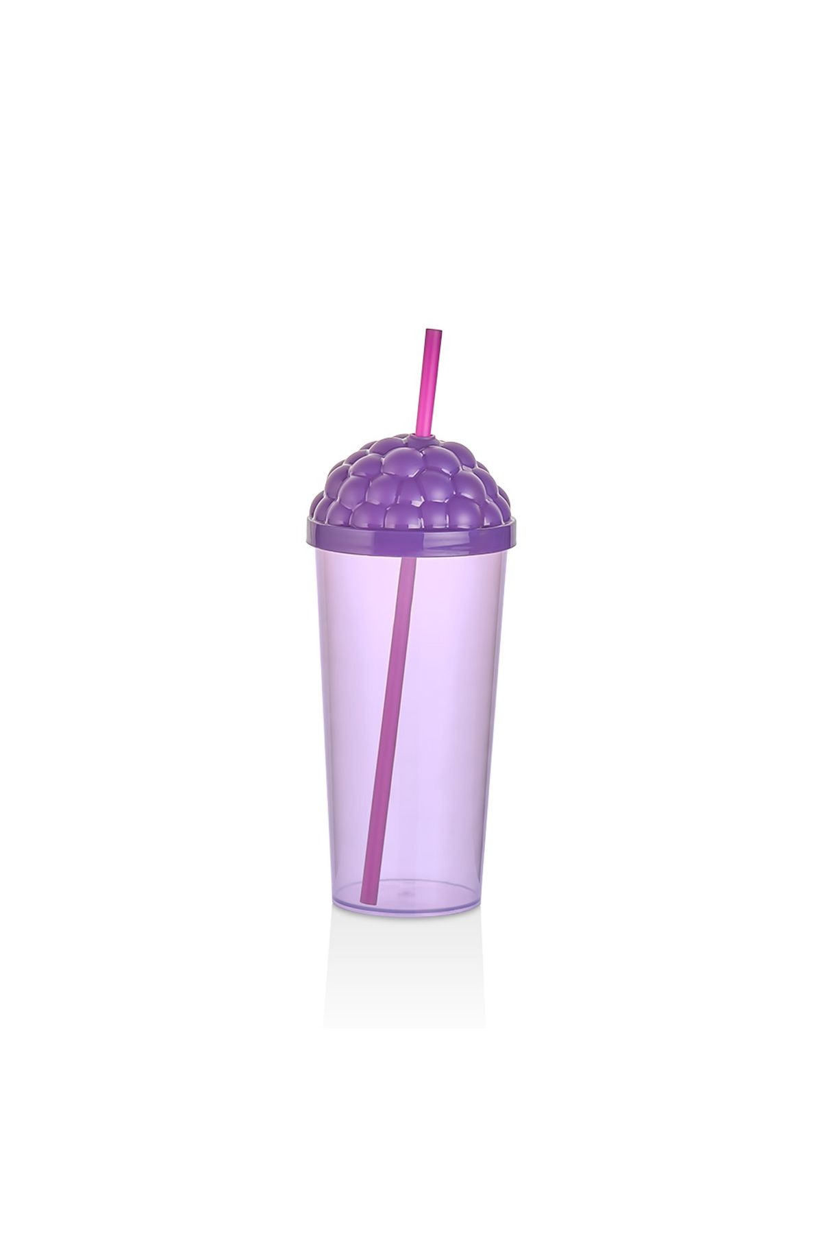 MUF HOME-Blackberry Patterned Fun Design Storage Container and Glass with Straw 800Ml+700Ml Set of 2 2