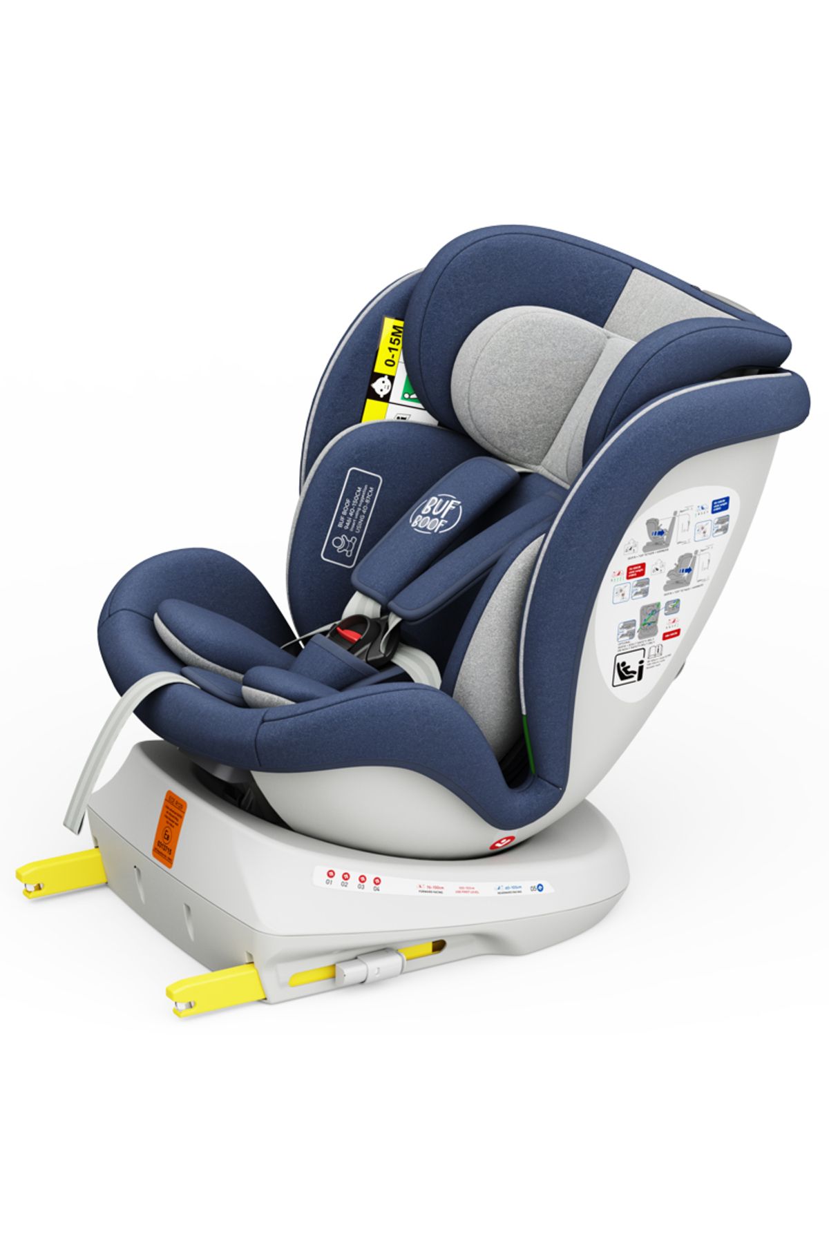 BUF BOOF-Scaun auto TWT Plus iSize Buf Boof Indigo cu isofix Rotativ 360 Pozitie Somn Top Tether 40-150 cm 4