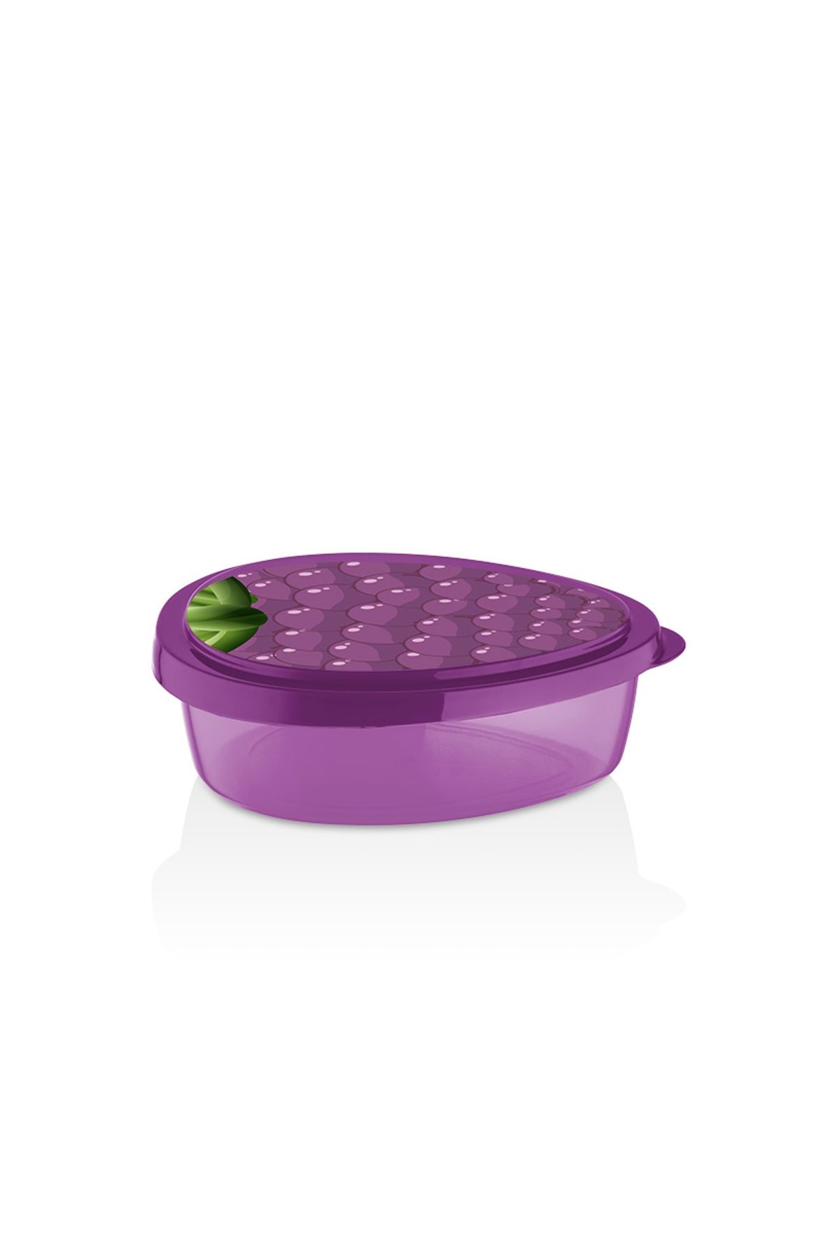 MUF HOME-Blackberry Patterned Fun Design Storage Container and Glass with Straw 800Ml+700Ml Set of 2 3