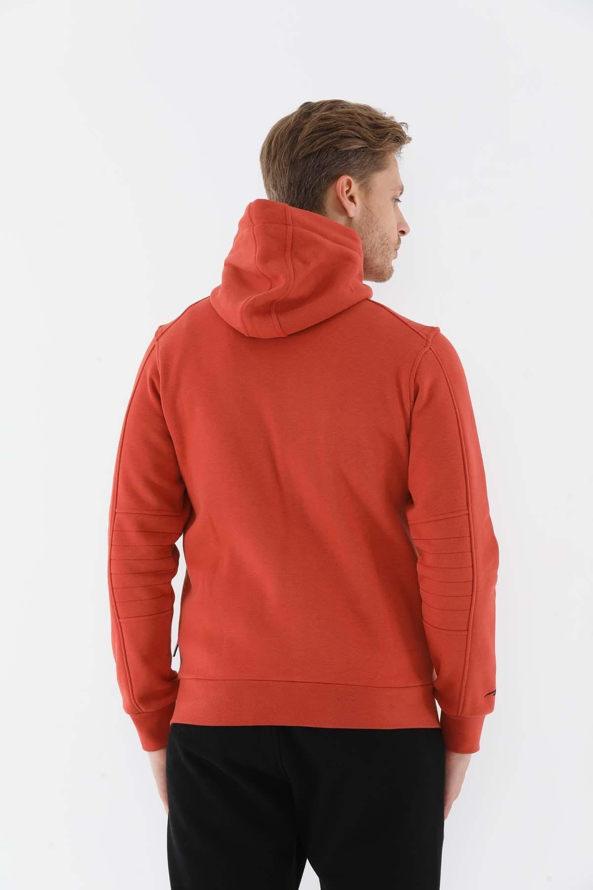 MARATON Regular Erkek Kapüşonlu Kiremit-Siyah Tracktop görsel 2