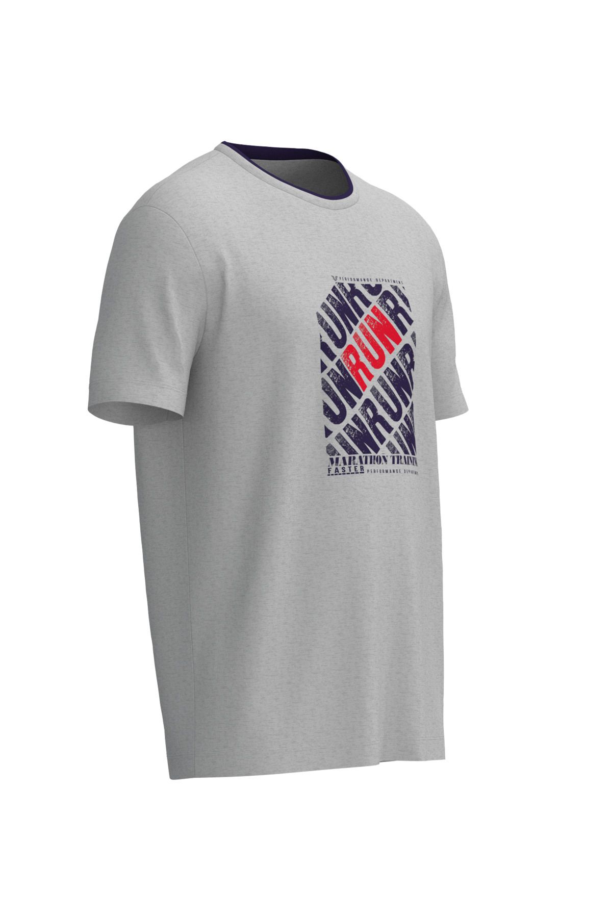 bilcee-Men's Gray Melange Cotton Printed T-Shirt 4084 6