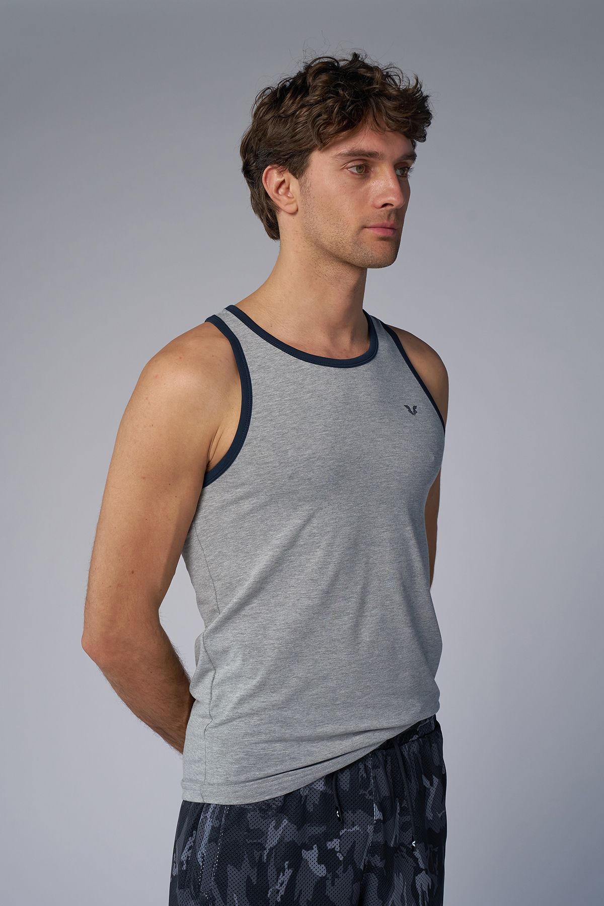 bilcee-Men's Gray Melange Training Undershirt 3944 2