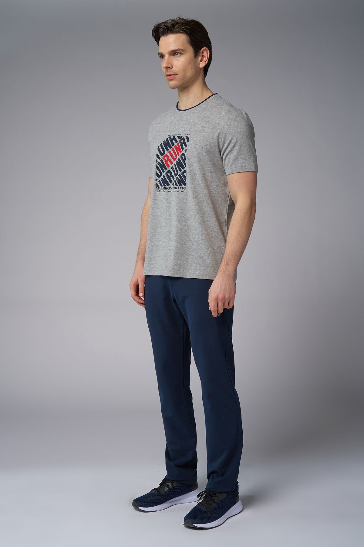 bilcee-Men's Gray Melange Cotton Printed T-Shirt 4084 8