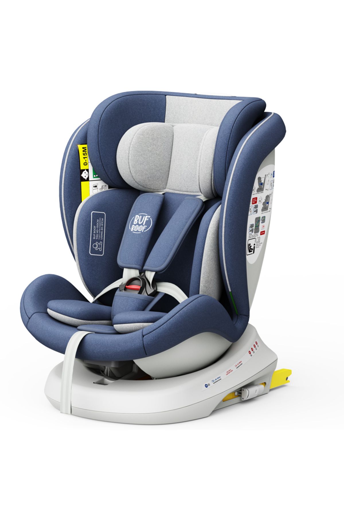 BUF BOOF-Scaun auto TWT Plus iSize Buf Boof Indigo cu isofix Rotativ 360 Pozitie Somn Top Tether 40-150 cm 3