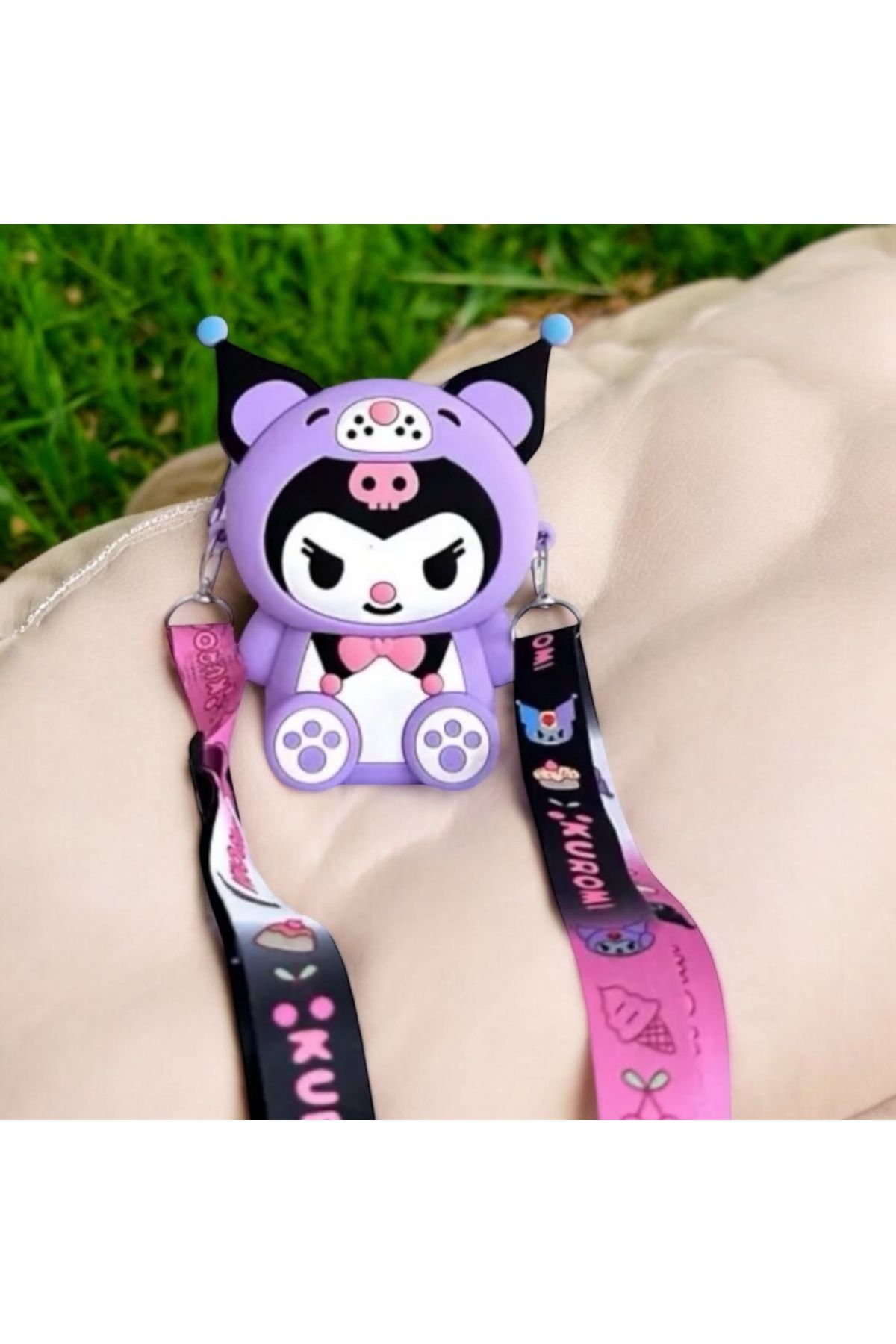 JOJO KIDS kız çocuk kuromi silikon çapraz çanta , çapraz askılı çanta , yumuşacık çanta