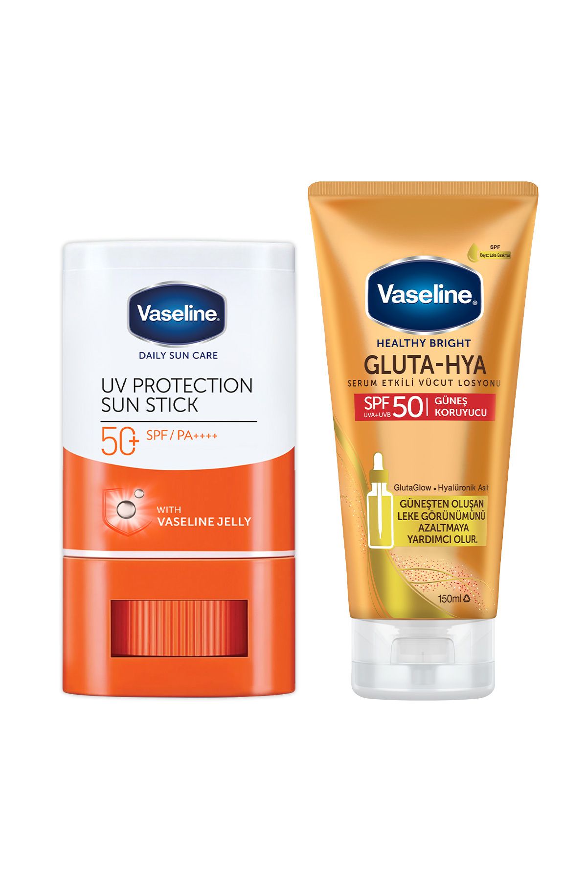 ضد آفتاب روزانه استیک SPF 50+ 15 گرم + لوسیون گلوتا هیا SPF 50 150 میلی لیتر Vaseline