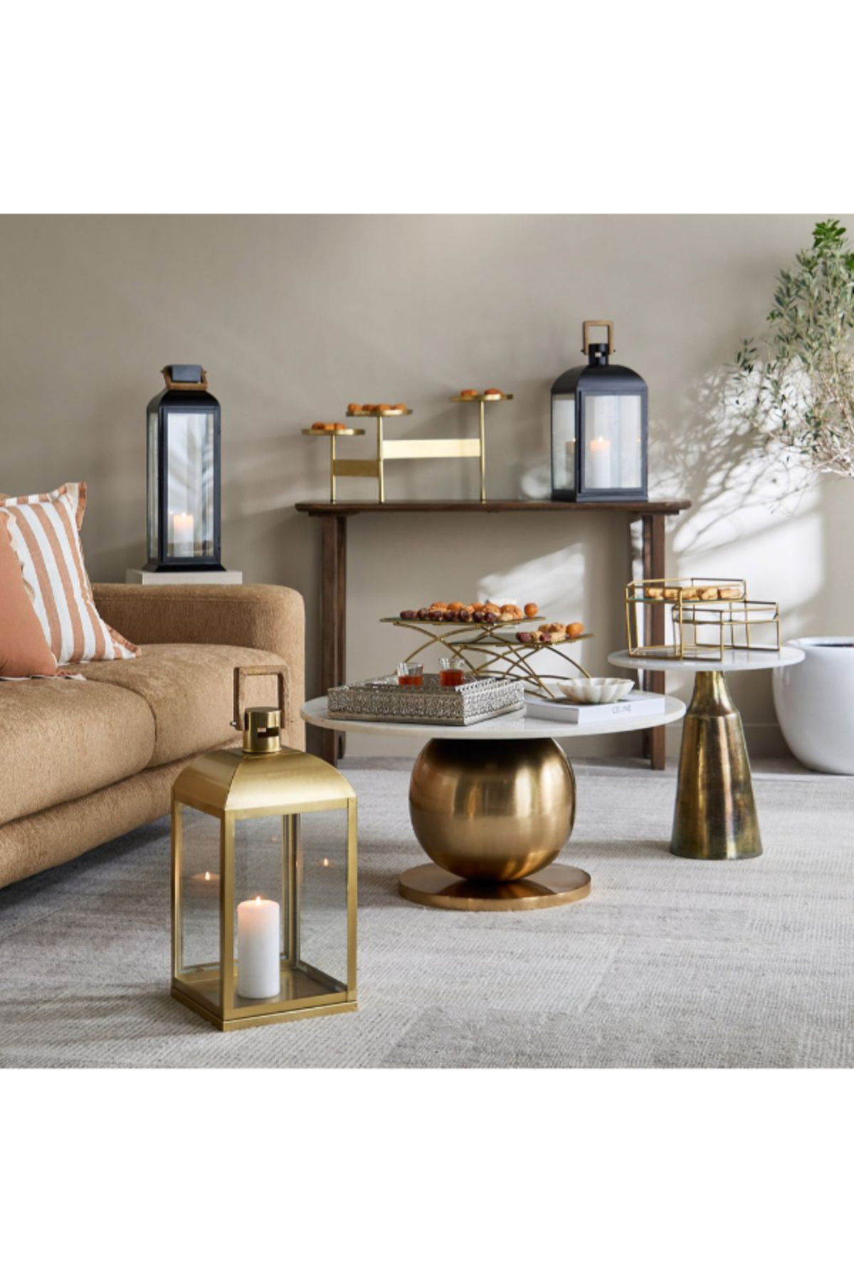 Home Box-Milo 3-Piece Metal Square Perforated Mirror Tray Set 4