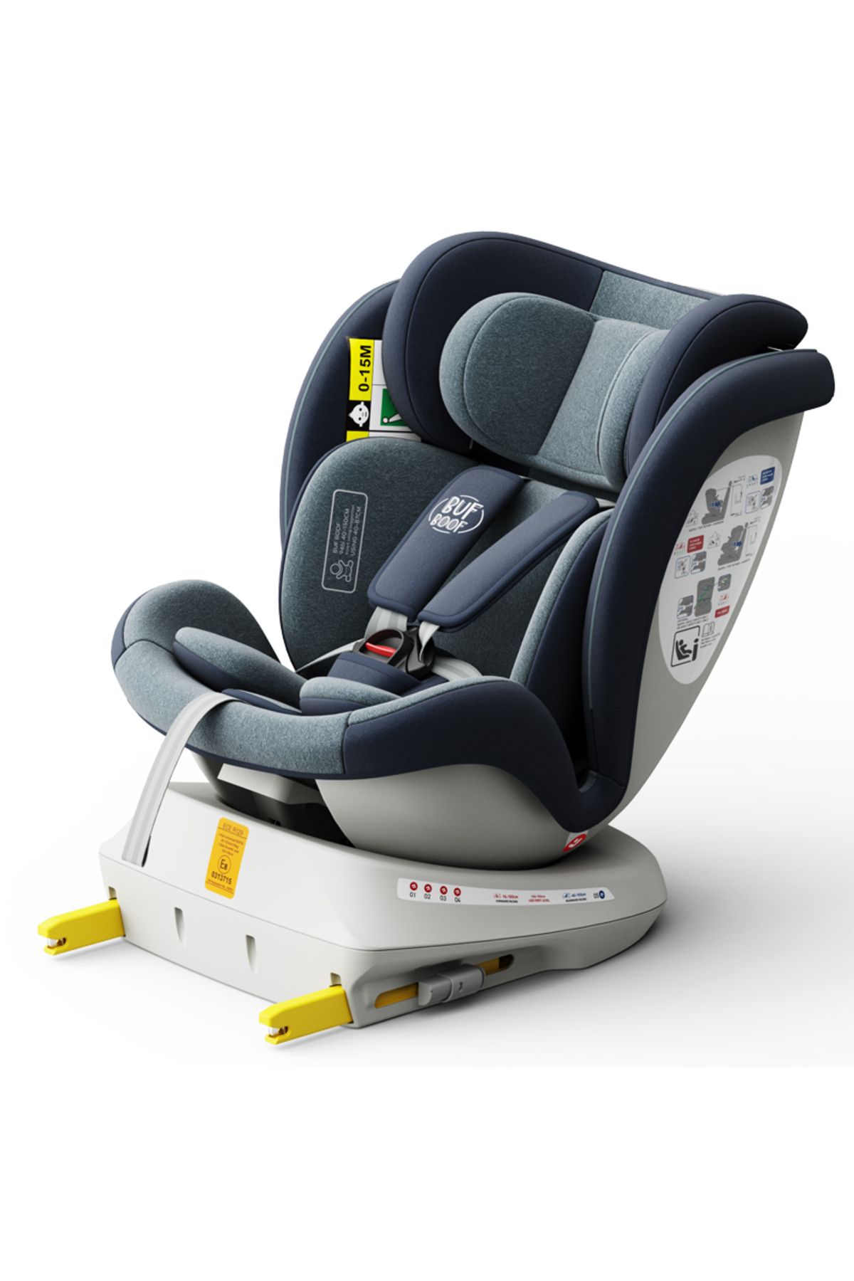 BUF BOOF Scaun Auto Twt Plus Isize Buf Boof Blue Isofix Rotativ 360 Pozitie Somn Top Tether 40-150 Cm - One Size