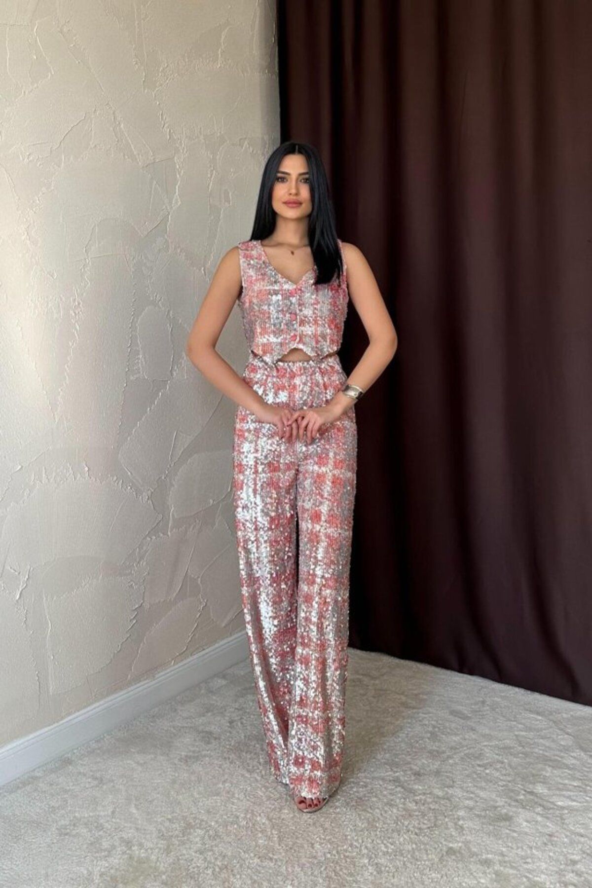 Rose's Boutique All About Women Rose's Boutiqe All About Women Gri Pullu Yelek Ve Pantolon Takım