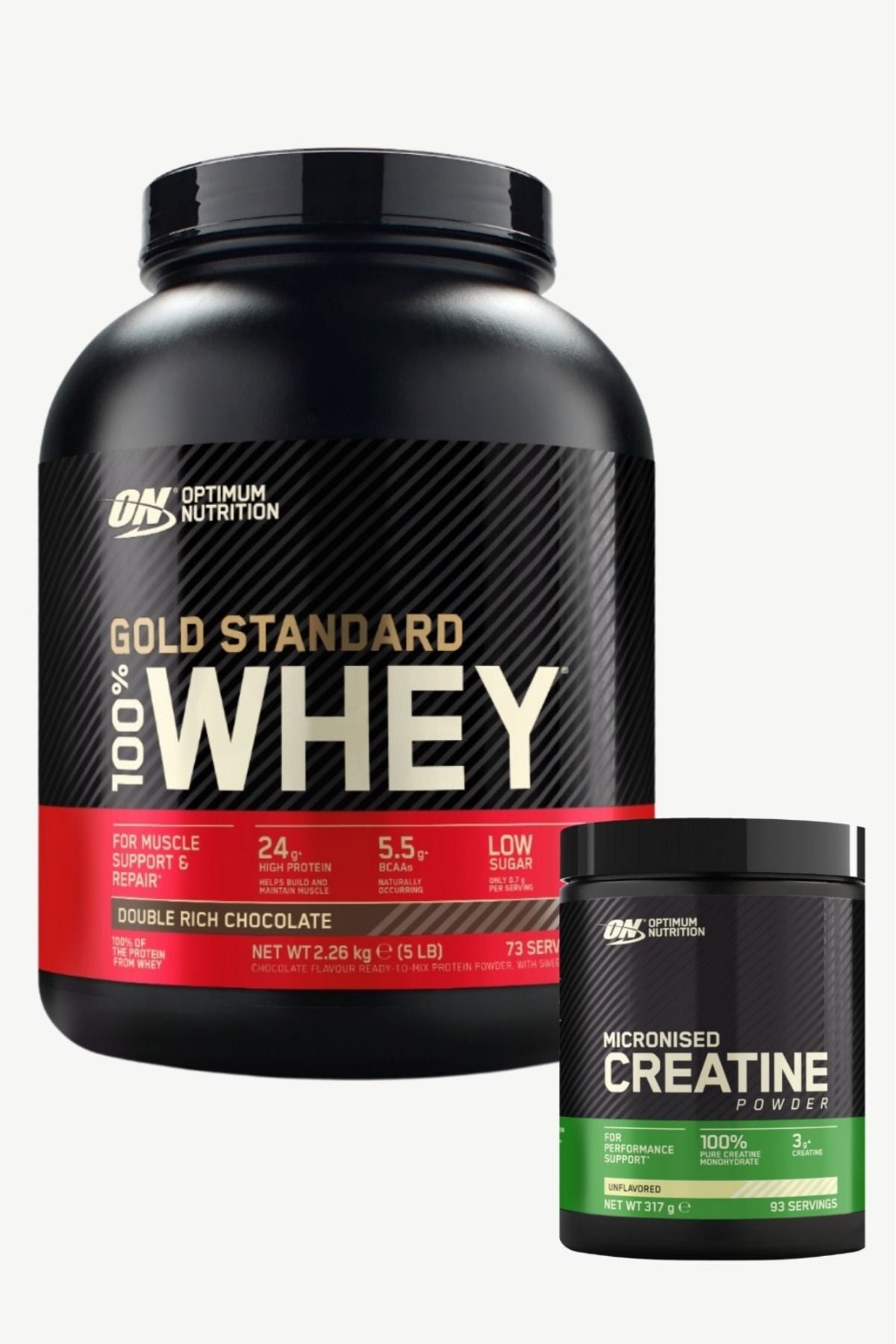 Optimum Nutrition Whey Gold Standard Çikolata Aromalı 2.26kg Kreatin 317g Kas Seti