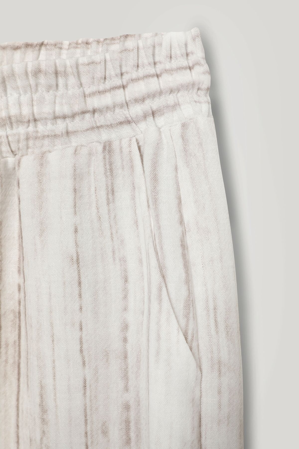 Quzu-Beaded Rope Tied Textured Trousers Stone 4