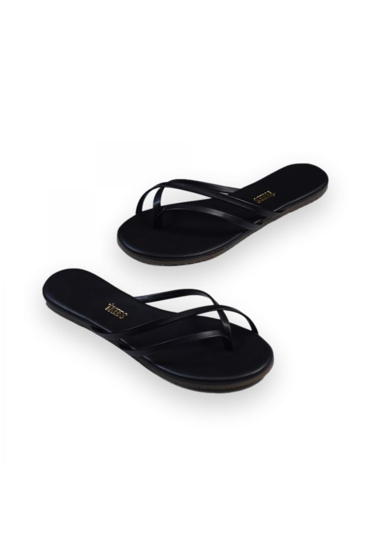 Tkees-Tk-5001 Μαύρες γυναικείες παντόφλες σαγιονάρες διπλής ζώνης 2