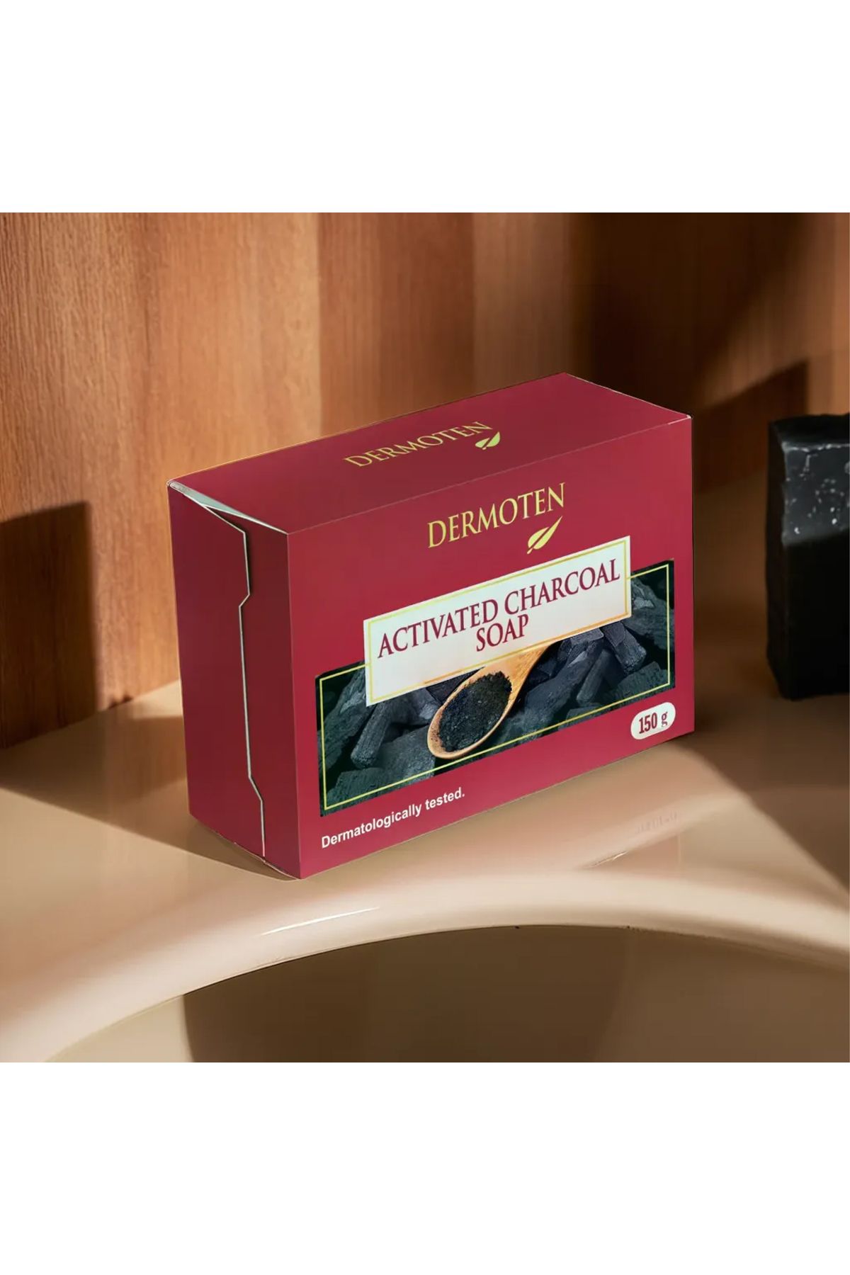 Dermoten-Sapun cu carbune activat pe baza de glicerina din plante, transparent, curatare profunda, 150gr 5