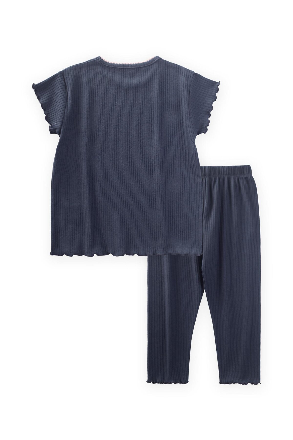 Cigit Fiyonklu Yakası İşlemeli Pijama Takım 2-10 Yaş Lacivert fotoğrafı 2 (önizleme)