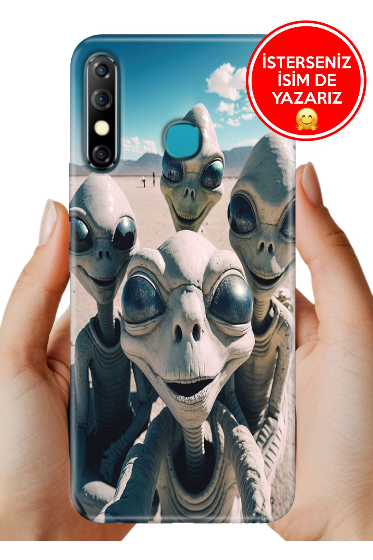 Cekuonline İnfinix Hot 8 Kılıf Telefon Kılıfı Tasarım Kapak Uzaylılar
