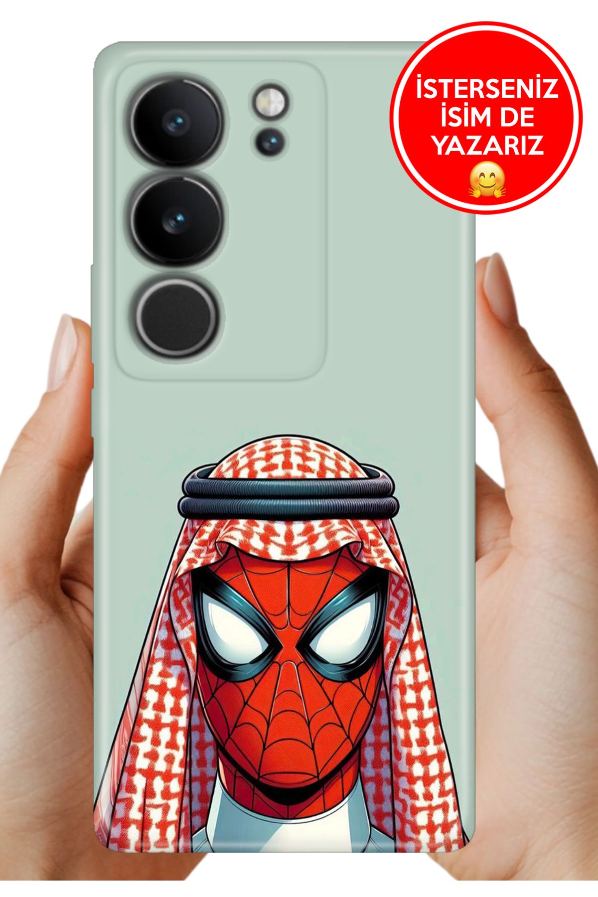 Cekuonline Vivo V29 5G Kılıf UvBaskı Özel-Tasarım Silikon Arabic Spider