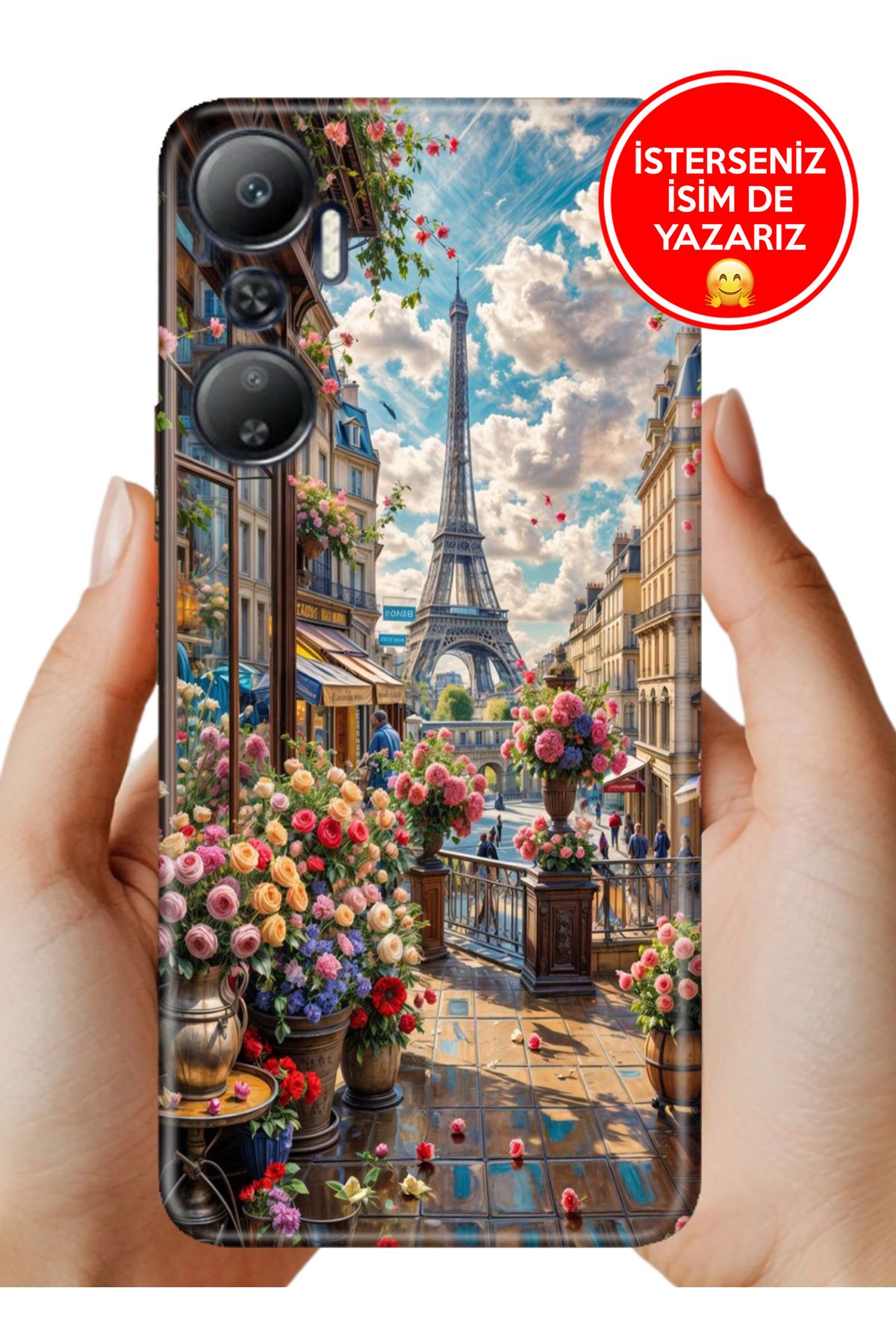 Cekuonline İnfinix Hot 20 Kılıf Desenli Baskılı Kamera Korumalı ZRR Silikon Baharda Paris