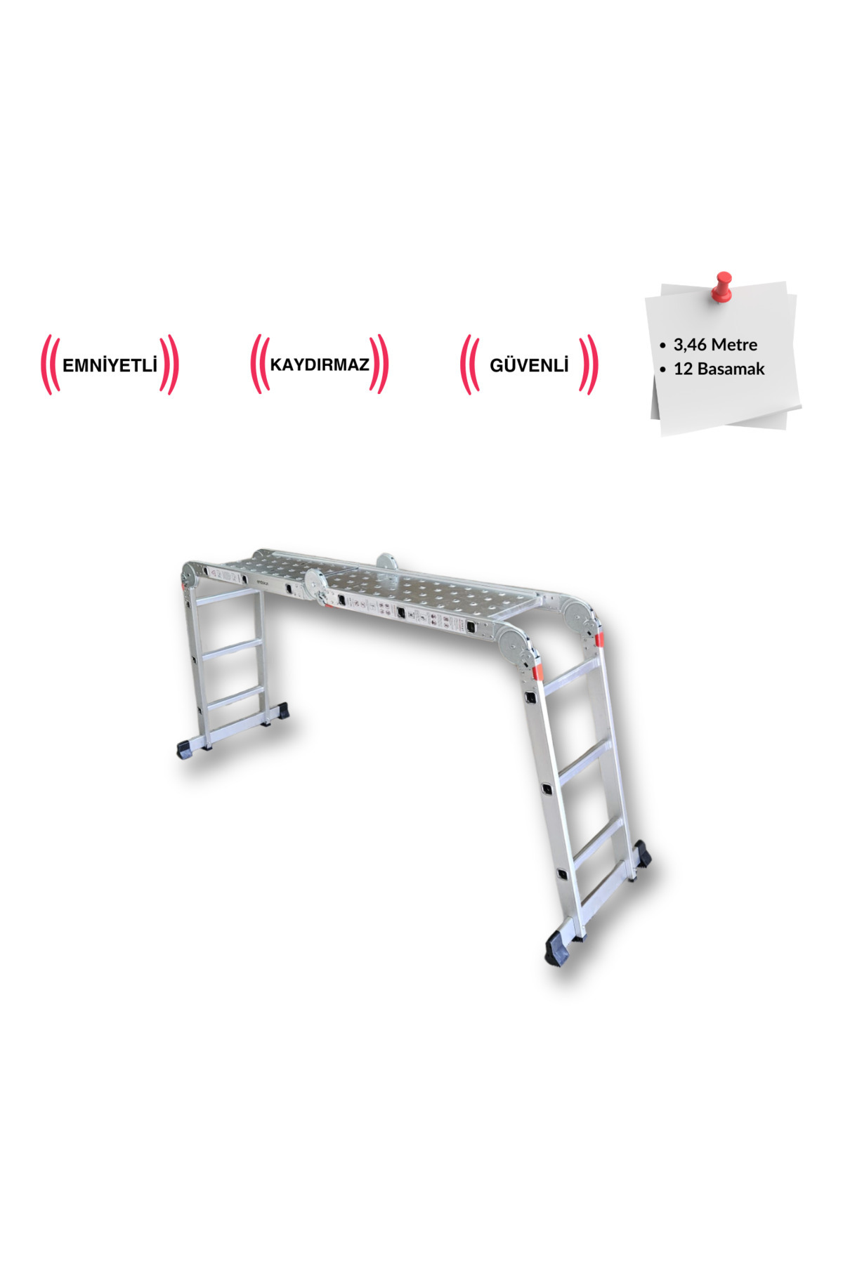 Endokon PLATFORMLU 3,46 Metre - 12 Basamaklı Akrobat Merdiven