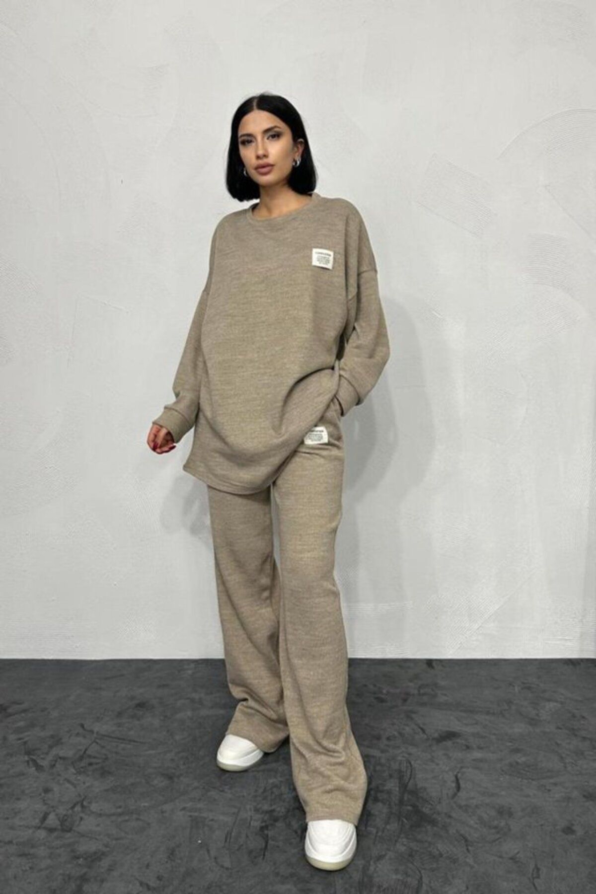 velmorafashion Bej Salaş Bluz Ve Pantolon Takım