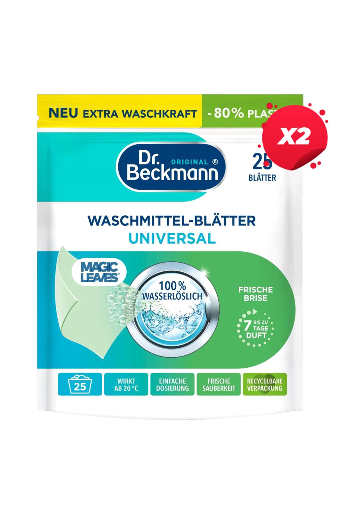 Dr.Beckmann X2 - Dr. Beckmann Șervețele Detergențe De Rufe Universale 25buc - One Size