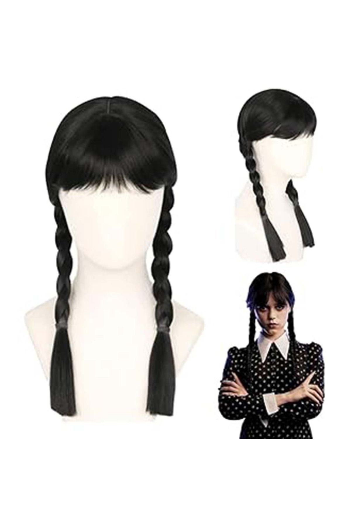 MERTONLİNE-Wednesday Black Braided Wig (4767) - Cgl6332-5083 4