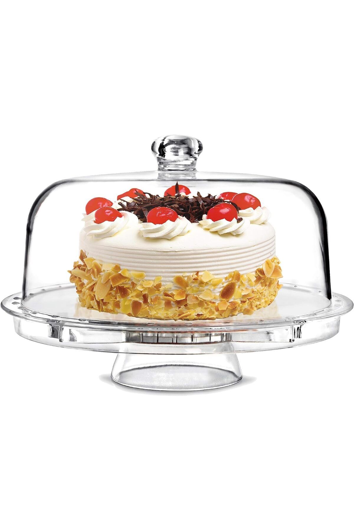 Generic-Cake Stand 3 In 1 Design Dome Multi Function Serving Platter Salad And Punch Bowl Acrylic 2