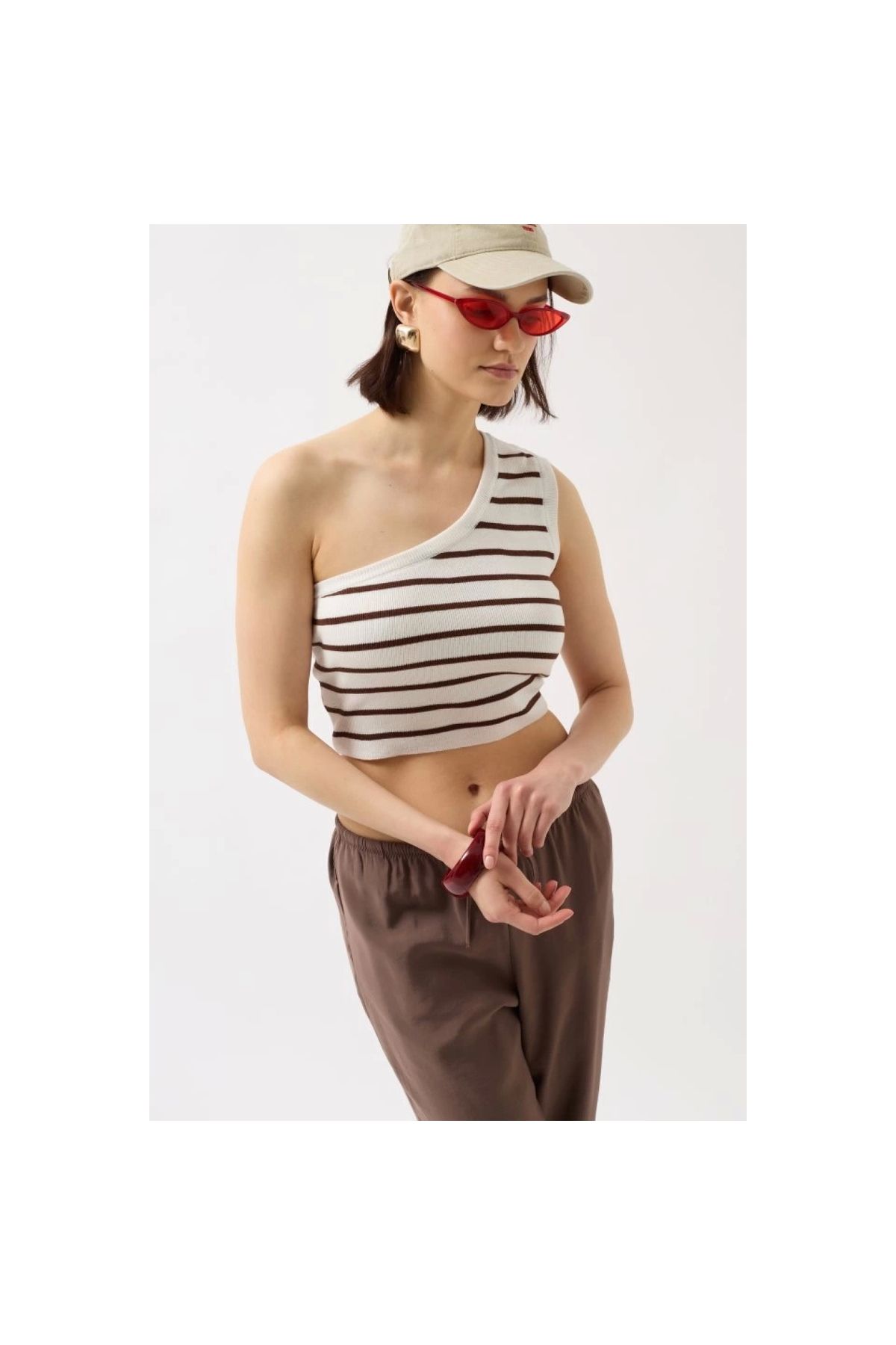 Marsilyan - Tek Omuz Çizgili Crop