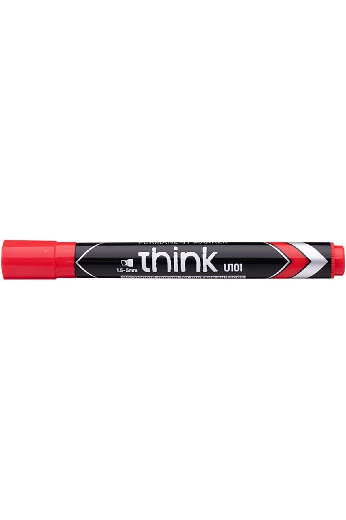 Deli-Think 1.5 5 mm Chisel Tip Permanent Marker, Red, pack of 12 2