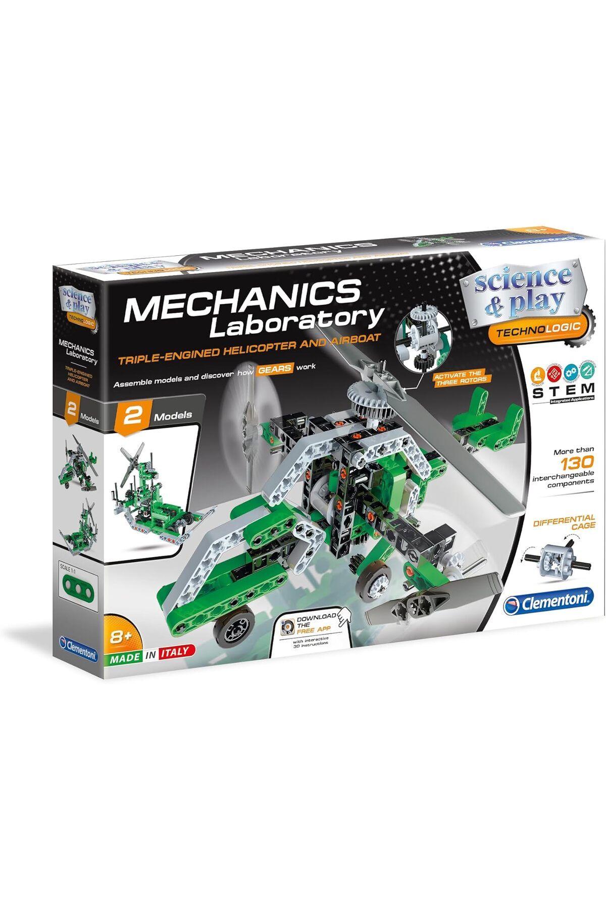 CLEMENTONI-Science & play (Mechanics Laboratory)- Helicopter and Airboat Building Toy- For Children 1