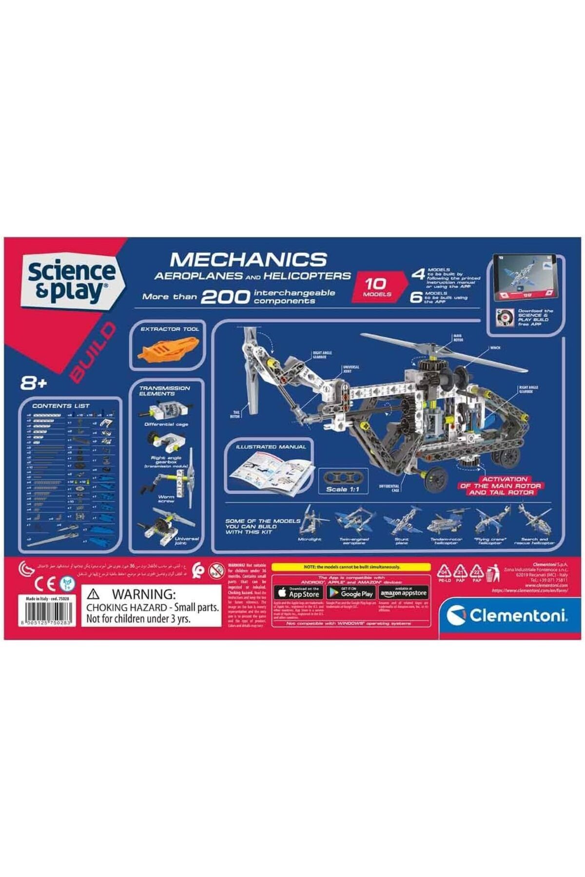 Generic-Clementoni Science & Play (Mechanics Lab)- Aeroplanes & Helicopters Building Set- Build 10 Different 8
