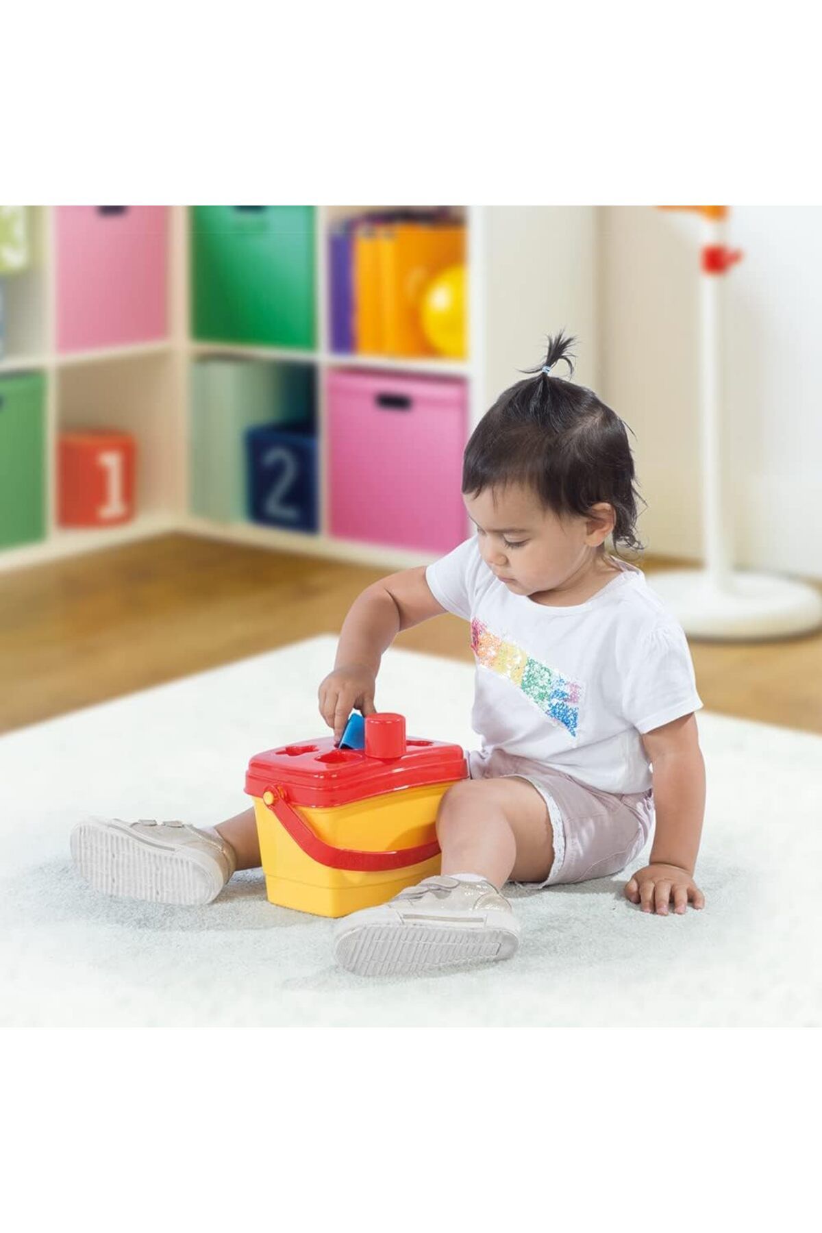 Dolu-Kids Shape Sorter Bucket with 5 Shapes - For Ages 1+ Years Old - Multicolored 2