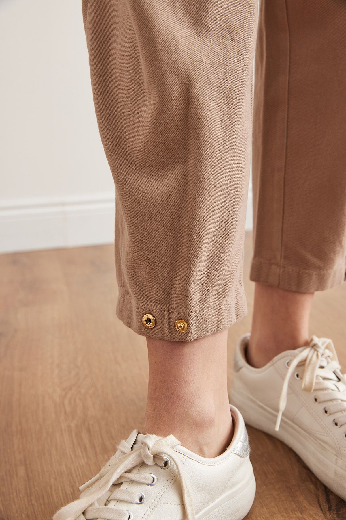 Olalook-Dámské kalhoty Camel Leg Detailní měkké texturované kalhoty Gabardine Carrot PNT- 19000319 7