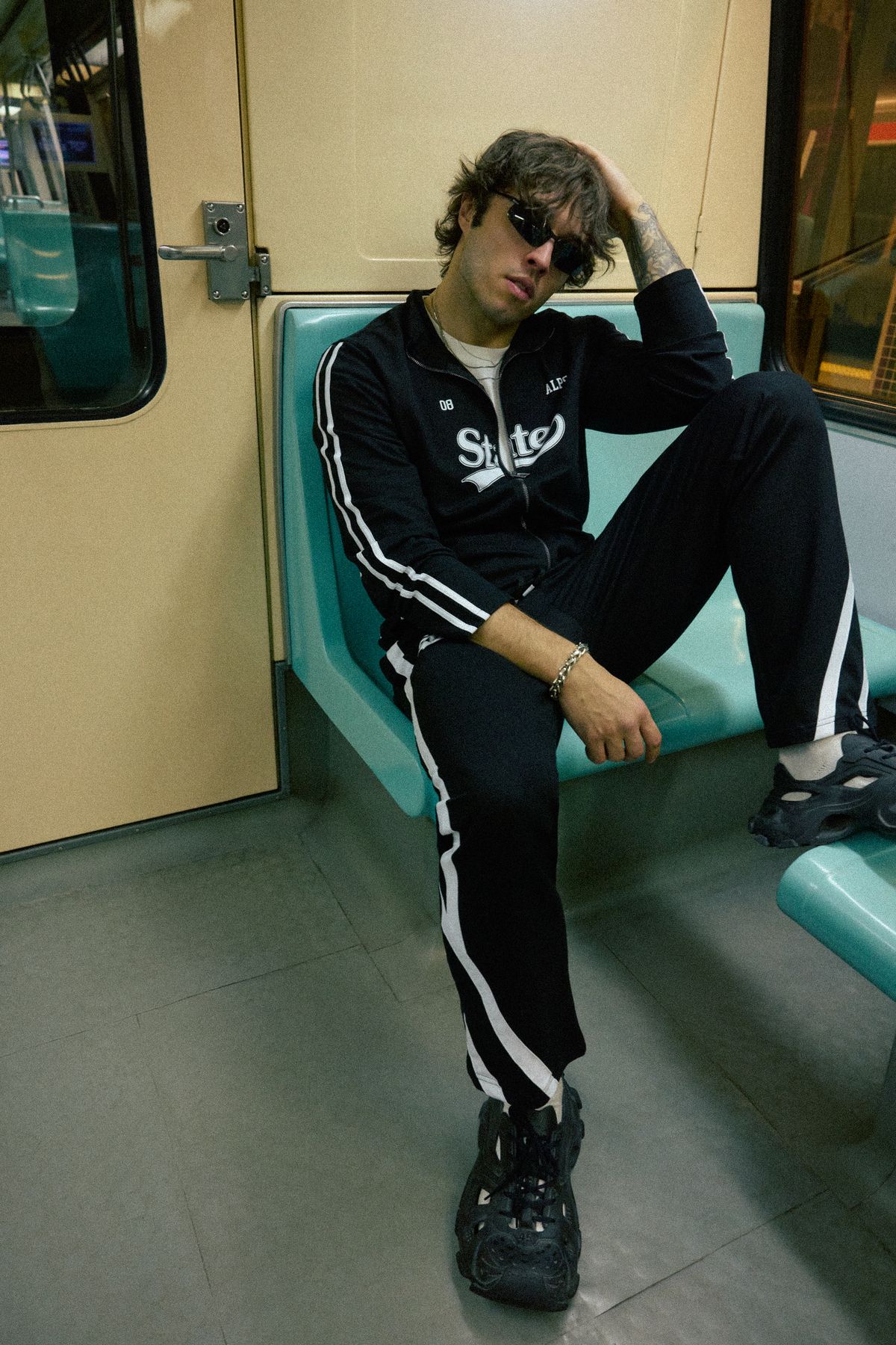 Trendyol Collection Czarne, Nadrukowane, Proste Spodnie Dresowe W Paski - Tmnss25ea00003 Mężczyzna - 2XL