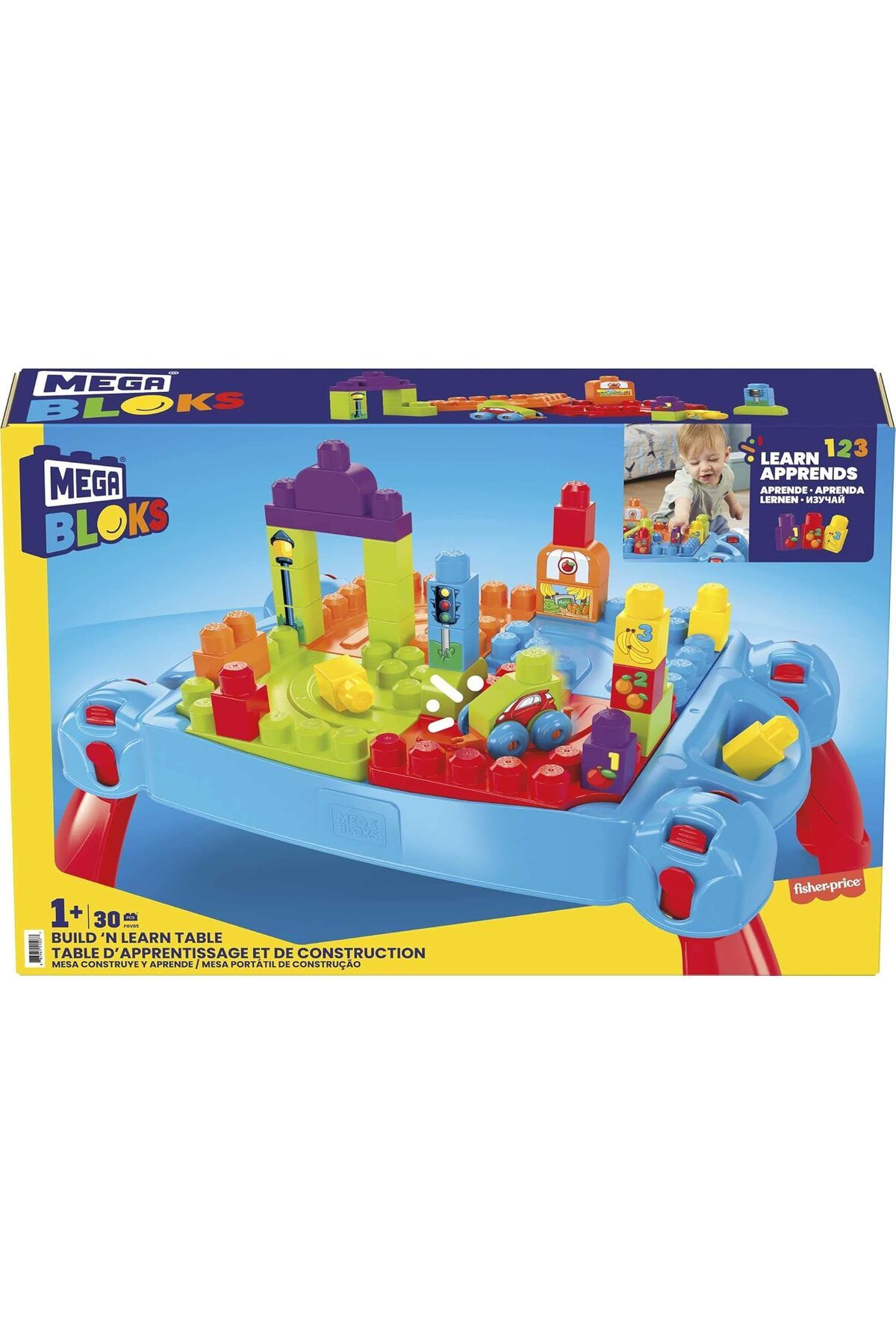 MEGA-Bloks First Builders Build 'n Learn Table with Big Building Blocks, Building Toys for Toddlers 6