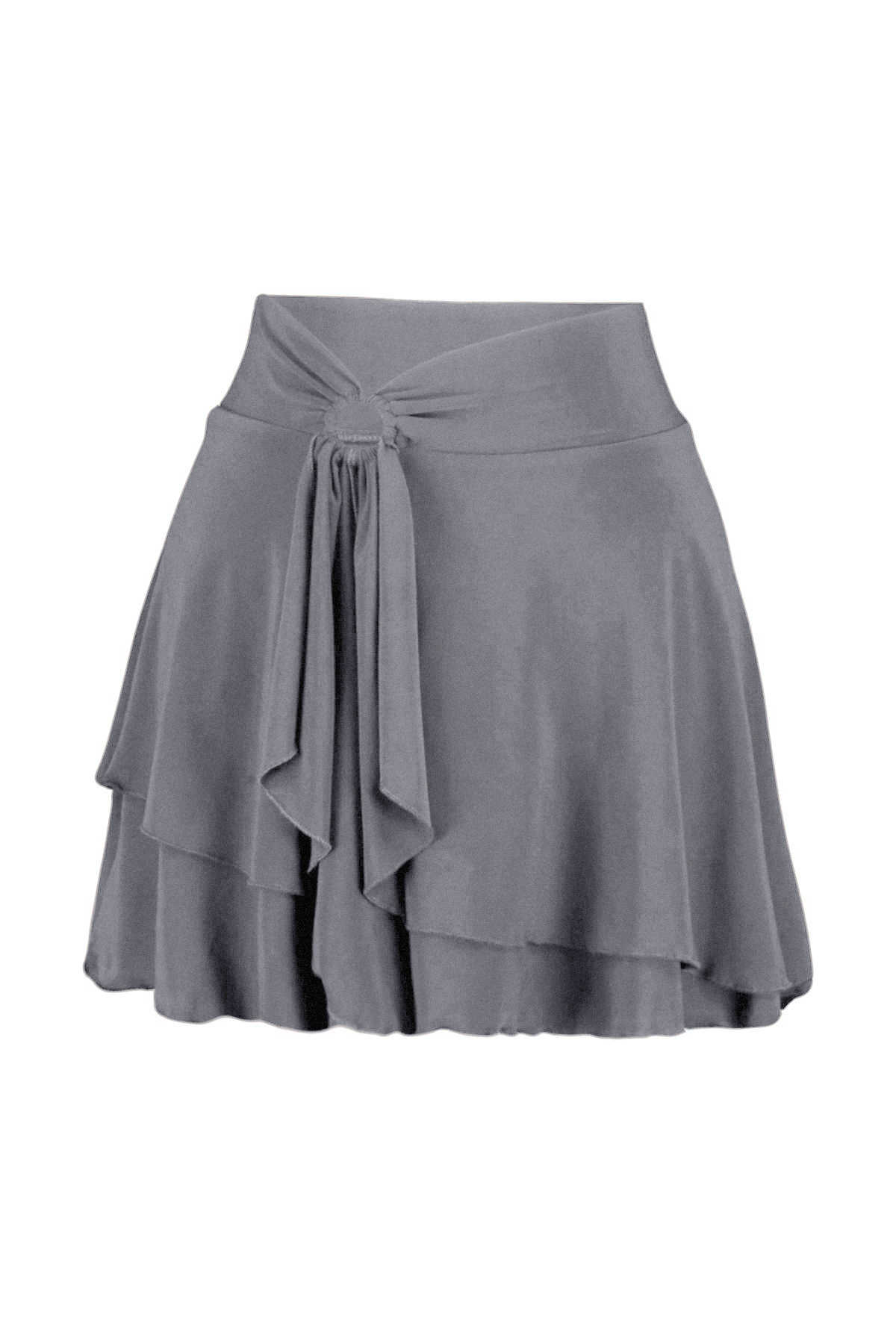 Trendyolmilla  Açık Antrasit Fırfır Detaylı Volanlı Mini Esnek Örme Etek TWOAW24ET00214 - Görsel 5