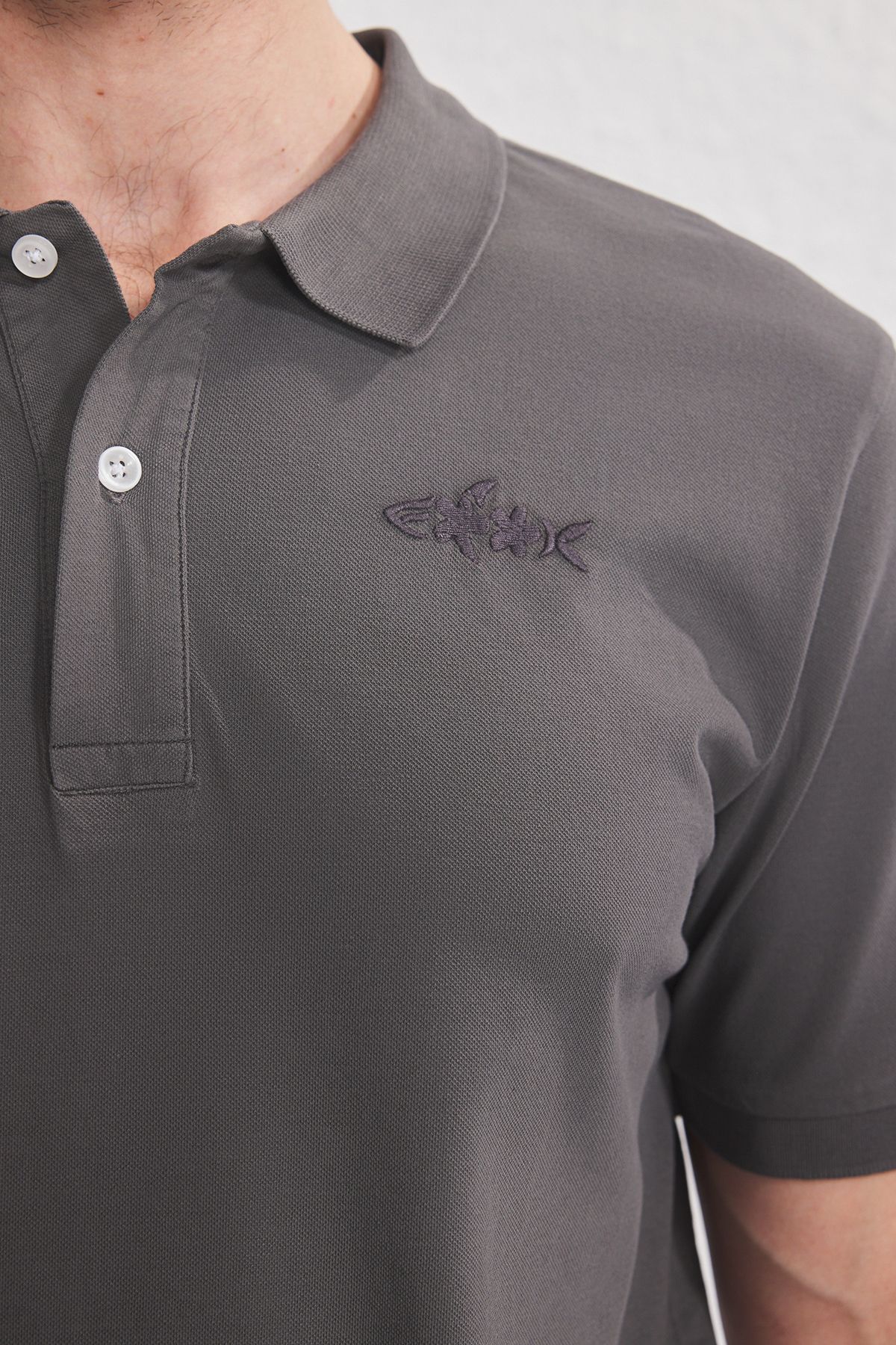 Trendyol Collection-Geräuchertes, reguläres, besticktes T-Shirt mit Polokragen TMNSS25PO00046 3