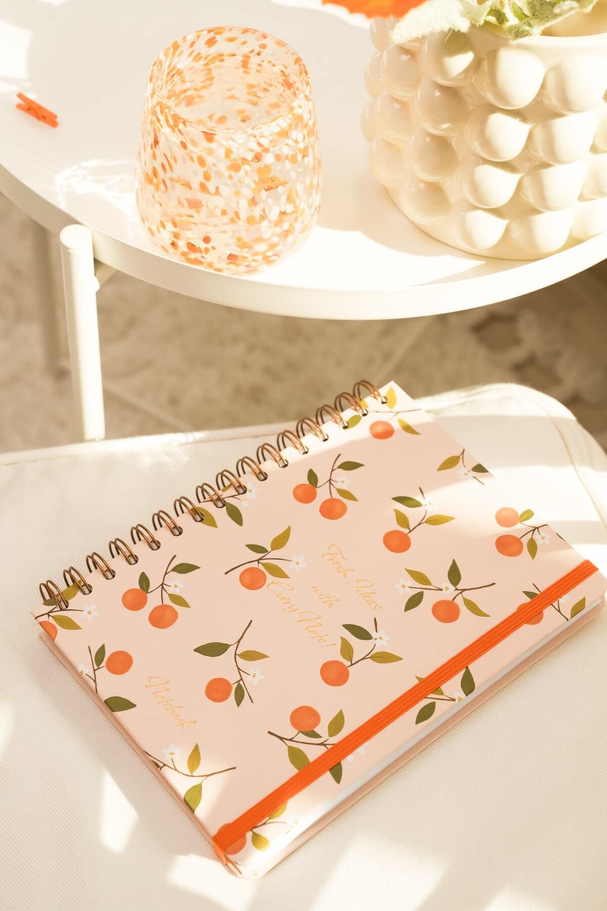 Matt Notebook-Blocnotes în spirală elastic A5 15x21 cm carouri nedatat Floare de portocal 2
