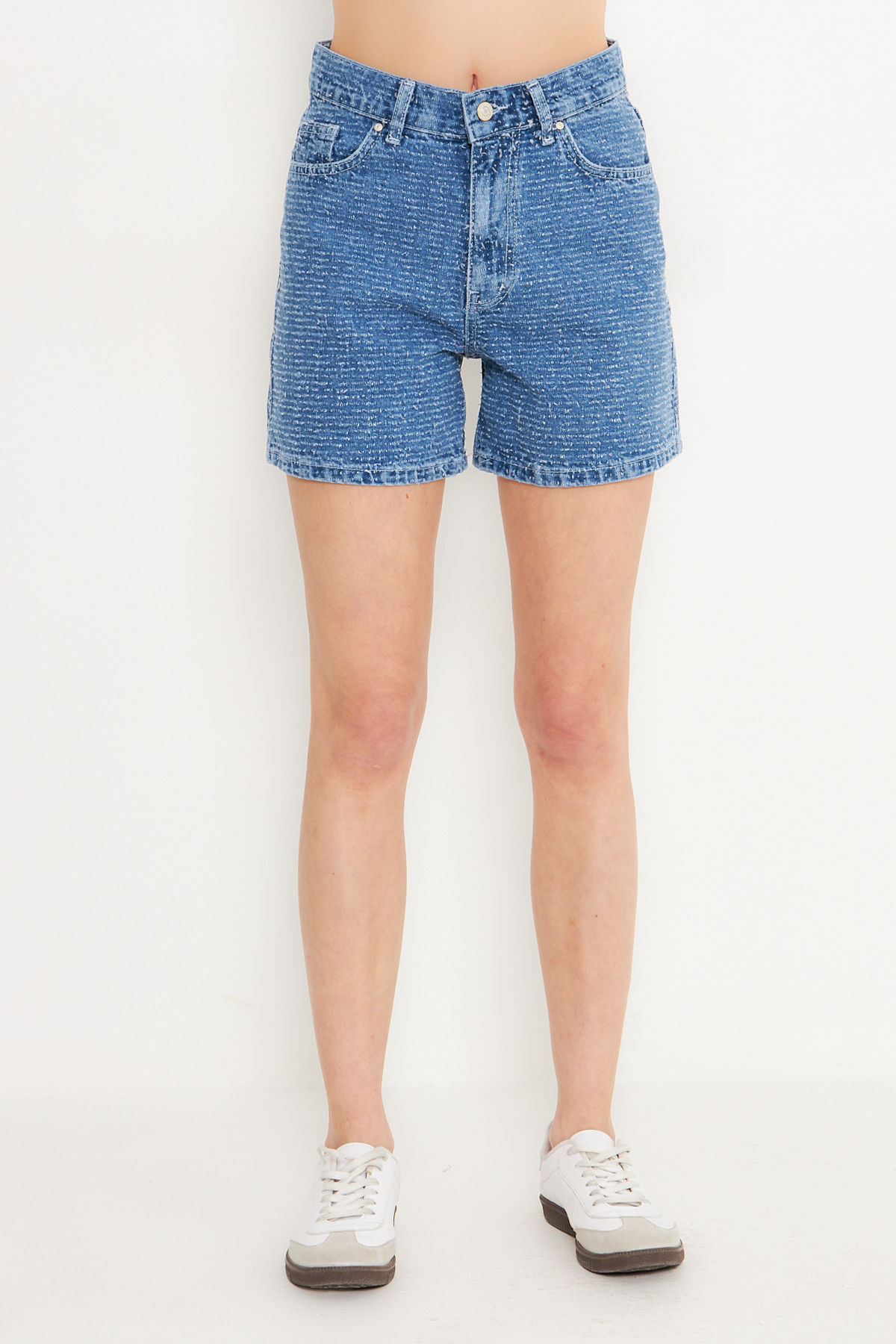 Trendyolmilla  Mavi Yüksek Bel City Boy Denim Şort TWOSS25SR00144 - Görsel 6