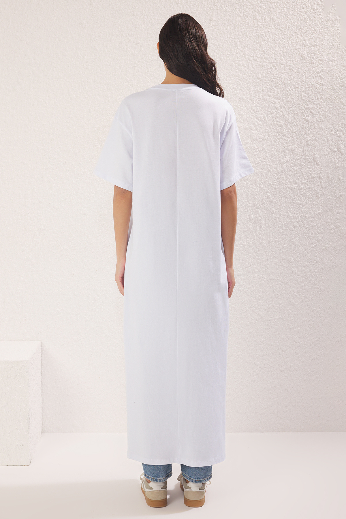 Trendyol Modest-Khaki-Biały 2-pak dzianinowych sukienek podkoszulkowych z podszewką 3