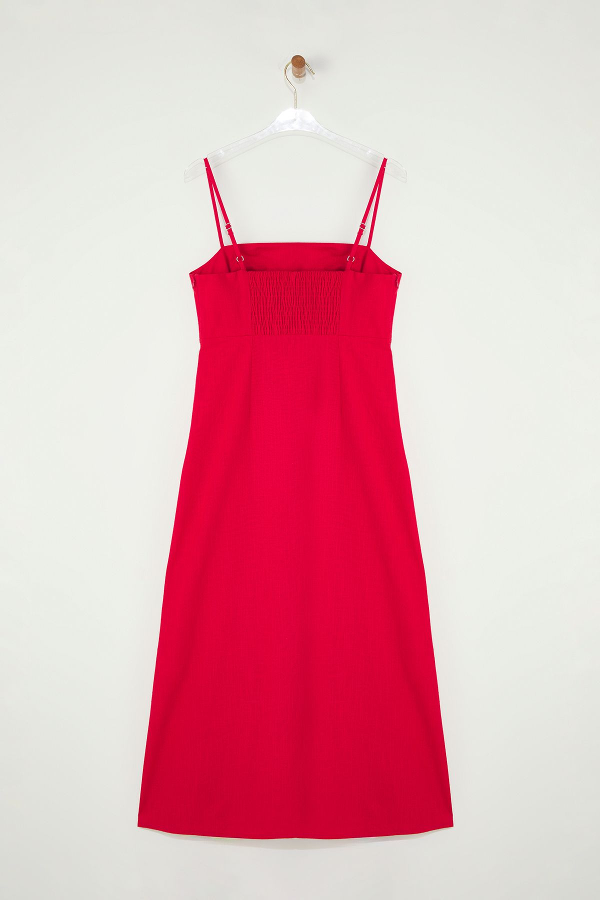 Trendyol Collection-Red Linen Blend A-Line Maxi Woven Dress Twoss25El00644 8