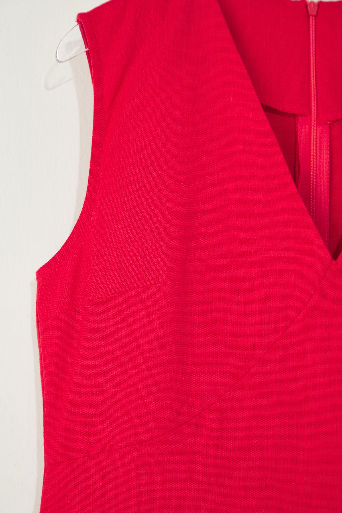 Trendyol Collection-Rotes Mini-Webkleid in A-Linie aus Leinenmischung TWOSS25EL00645 6