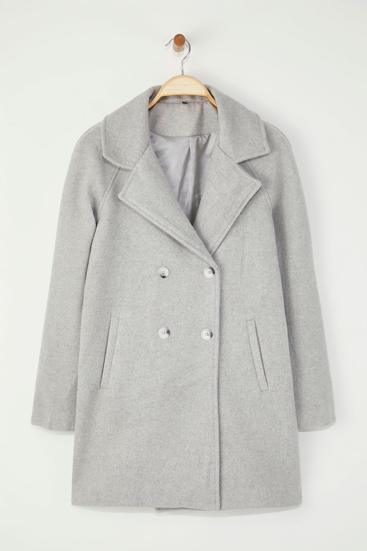 Trendyol Collection-Palton Gri din Lână Cașmir TWOAW21KB0017 6