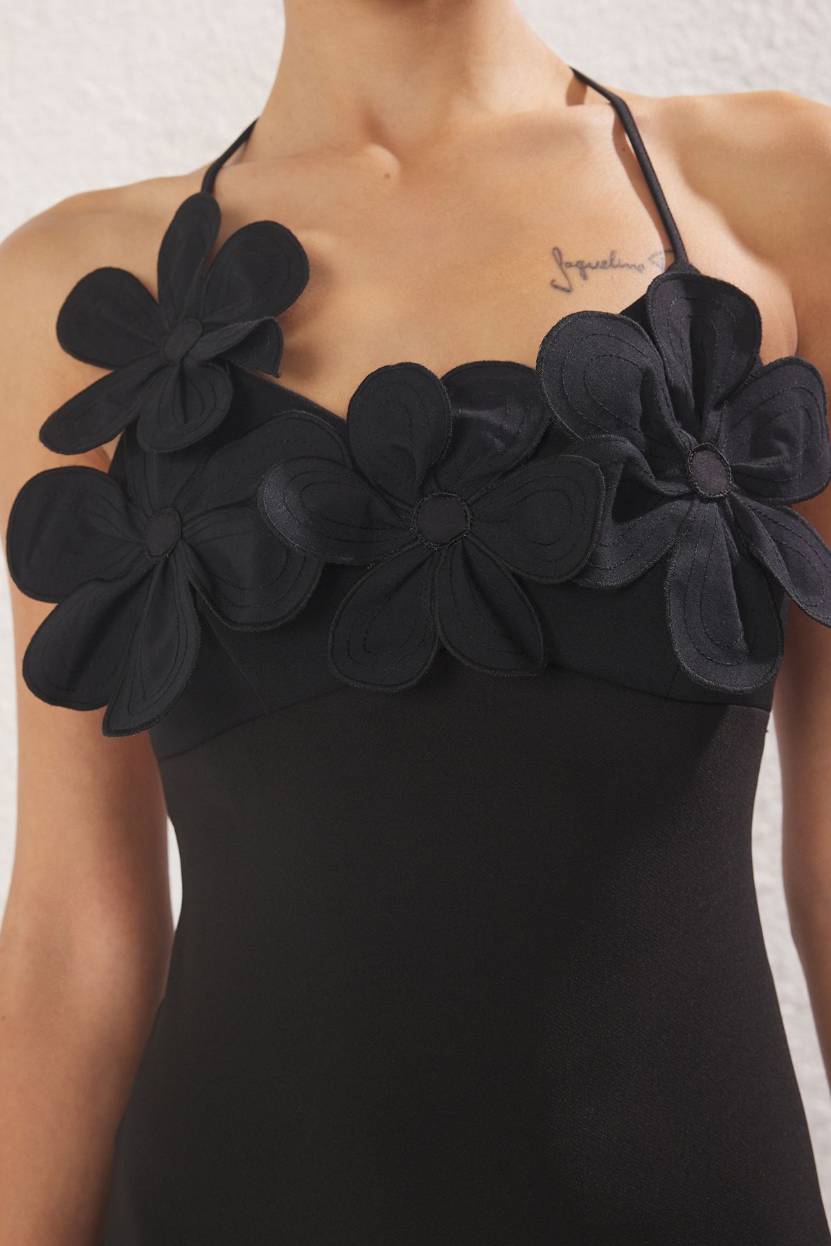 Trendyol Collection-Černá růže Detailní tkané dlouhé stylové večerní šaty Noční šaty pro návrat domů TPRSS25AE00135 5