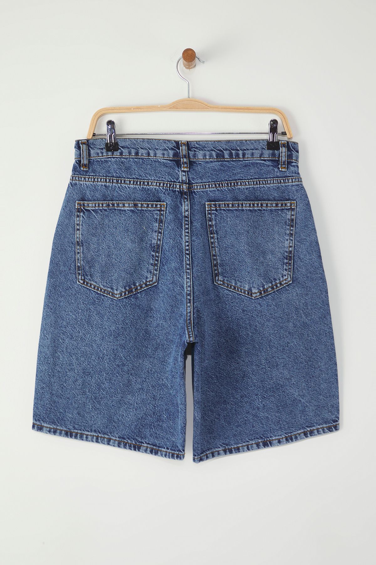 Trendyol Collection-Modré Baggy Fit More Sustinable džínové šortky TMNSS25SR00054 7