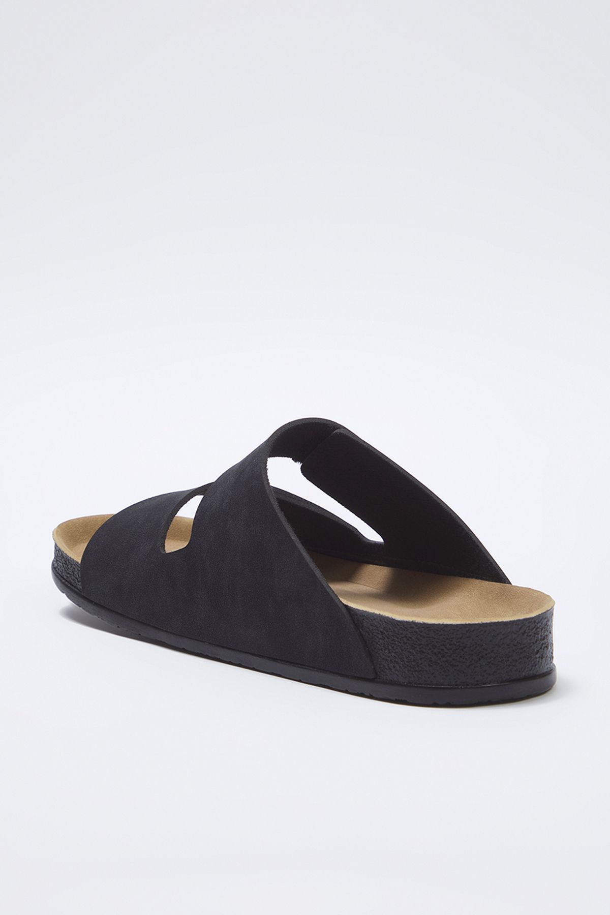 TRENDYOL SHOES-Schwarze Nubuk-Hausschuhe mit flacher Sohle und Klettverschluss für Herren TAKSS25TE00034 4