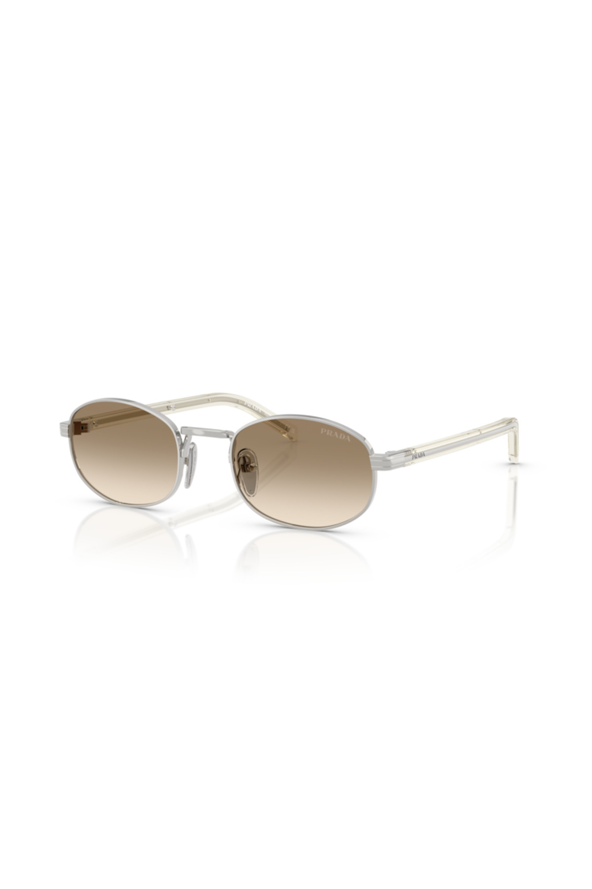 Prada-Woman Oval Sunglasses- Pr B53s - Lense Size:49mm - Silver 1